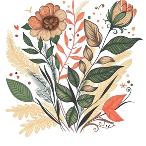 Hand-drawn vintage flowers 