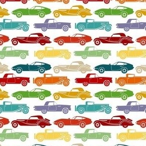 Small Scale Colorful Classic Cars on White