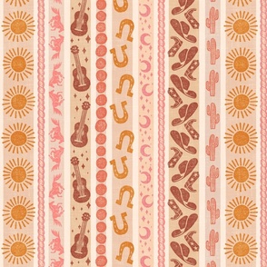 Western Party Stripe - 15" large - pink, brown, gold, and neutrals 