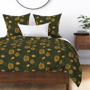 Habitat | Yellow Sunflowers on Dark Green | Small