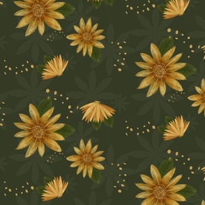 Habitat | Yellow Sunflowers on Dark Green | Small