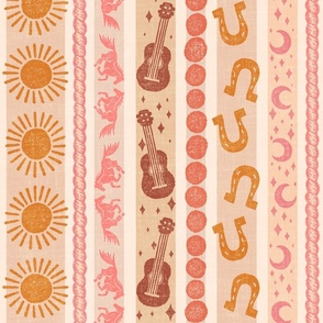 Western Party Stripe - 24" extra large - pink, brown, gold, and neutrals 