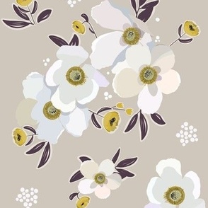 White Anemones on Taupe 
