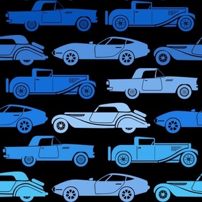 Large Scale Vintage Cars Blue on Black