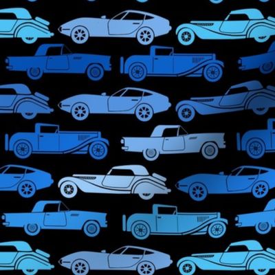 Medium Scale Vintage Cars Blue on Black