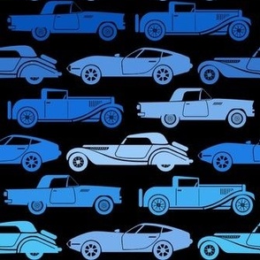 Medium Scale Vintage Cars Blue on Black