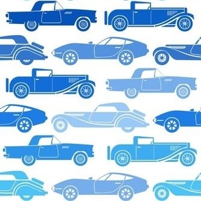 Medium Scale Vintage Cars Blue on White