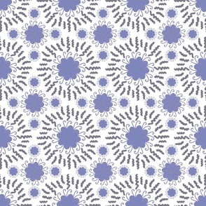 Lavender Blue Botanical Pattern on White