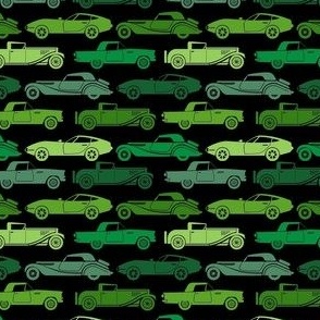 Small Scale Vintage Cars Green on Black