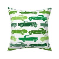 Large Scale Vintage Cars Green on White