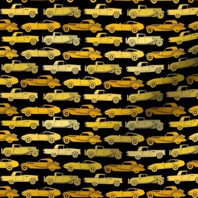Small Scale Vintage Cars Yellow Gold on Black