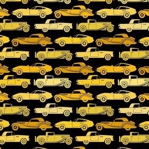Small Scale Vintage Cars Yellow Gold on Black