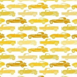 Small Scale Vintage Cars Yellow Gold on White