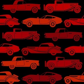 Large Scale Vintage Cars Red on Black