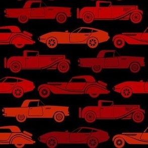 Medium Scale Vintage Cars Red on Black