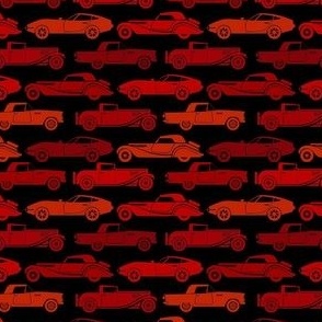 Small Scale Vintage Cars Red on Black