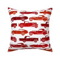 Large Scale Vintage Cars Red on White