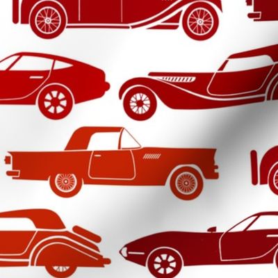 Large Scale Vintage Cars Red on White