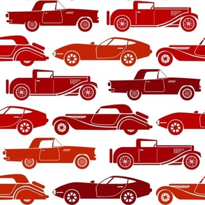 Large Scale Vintage Cars Red on White