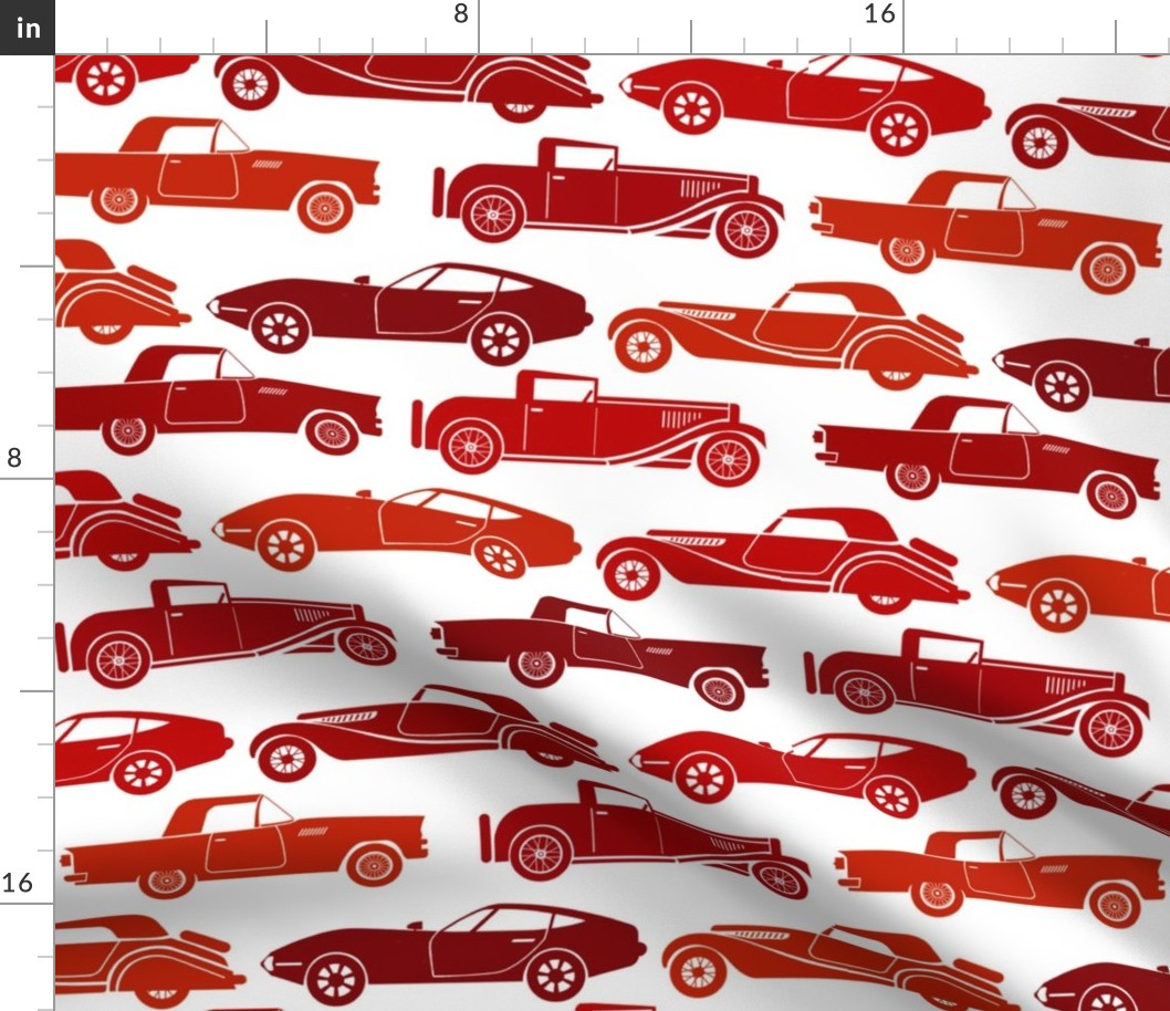 Large Scale Vintage Cars Red on White