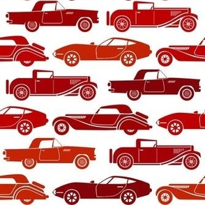 Medium Scale Vintage Cars Red on White