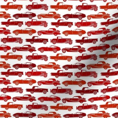 Small Scale Vintage Cars Red on White