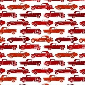 Small Scale Vintage Cars Red on White
