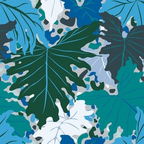 Tropical Philodendron Animal Print Party in Pantone Ultra Steady