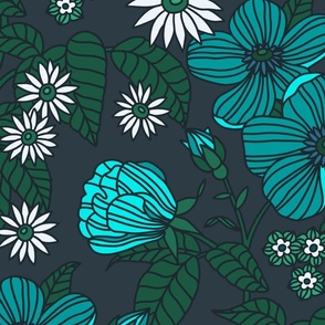 Pantone palette- greens and blues XL floral