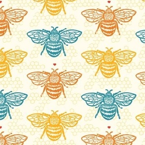 Custom Sunset Gold Sweet Bees Teal Small Honeycomb by Angel Gerardo