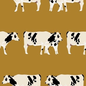 Maids a Milking Mom and Me Cow Print on Yellow Ochre