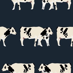 Maids a Milking Mom and Me Cow Print on Midnight Navy