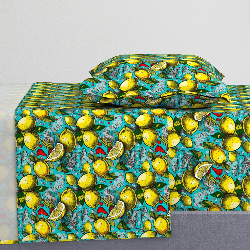Cool Pop Art Lemon Teal Extravaganza