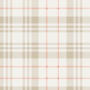 Medium // Beige and coral plaid