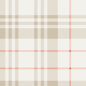Large // Beige and coral plaid