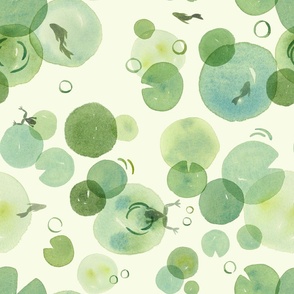 (Updated) Large|  Frogs and lily pads: Hand-drawn Watercolor Design #P230262