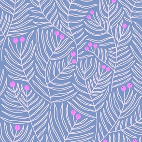 Berry Vines - Periwinkle and Fuchsia 