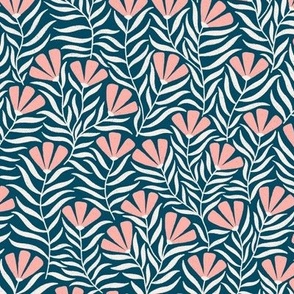 Funky Flowers- Navy and Pink