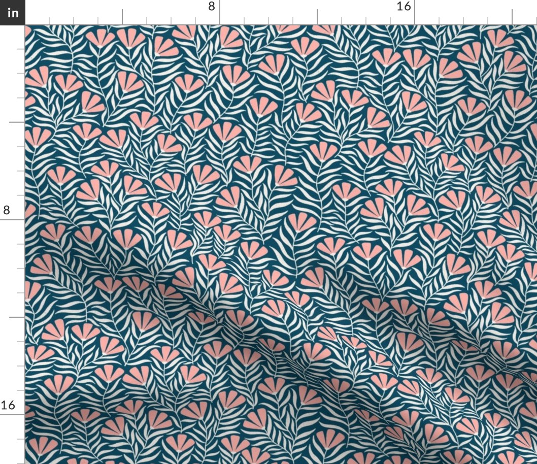 Funky Flowers- Navy and Pink