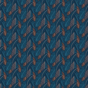 Skeleton Leaves in Blue and Orange (Small)