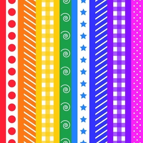 Pattern Clash - Rainbow Polka Dot Gingham Washi - large vertical