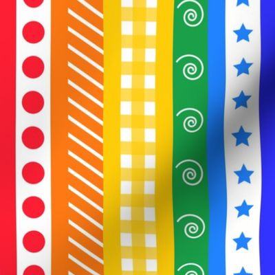 Pattern Clash - Rainbow Polka Dot Gingham Washi - medium vertical