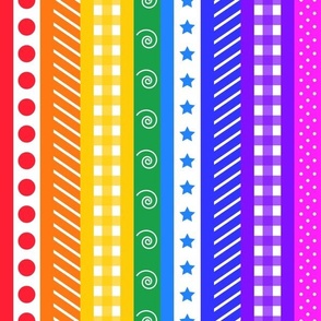Pattern Clash - Rainbow Polka Dot Gingham Washi - medium vertical