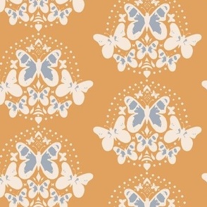 Butterfly Damask - Tan & Blue