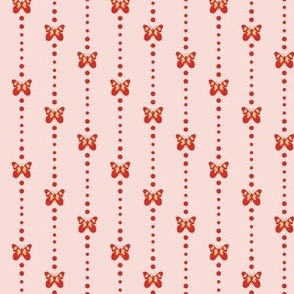 Dotted Butterfly Stripes - Blush & Red