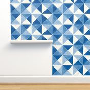Winter Geometric rustic triangle check blue and soft white Jumbo Scale by Jac Slade