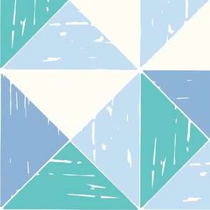 Winter Geometric rustic triangle check dove blue mint green by Jac Slade Jumbo Scale 