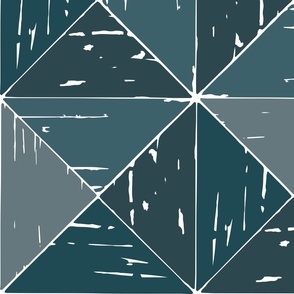 Winter Geometric rustic triangle check dove deep teal grey by Jac Slade Jumbo Scale