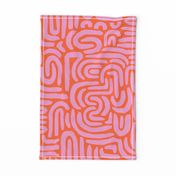 Abstract Arched Doodle Lines, jumbo, pink and orange