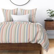 Modern Cottage Chic Vertical Stripes: Italian Summer Elegant Stripe Pattern in muted blush nude cream taupe blue green on white for Pastel Garden Upholstery, Home Office Wallpaper, and Cottagecore Bathroom Home Décor with Neutral Color Palette